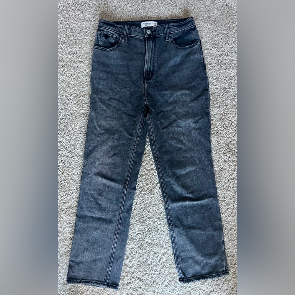 Abercrombie & Fitch Gray Ultra High Rise Ankle Straight Jeans